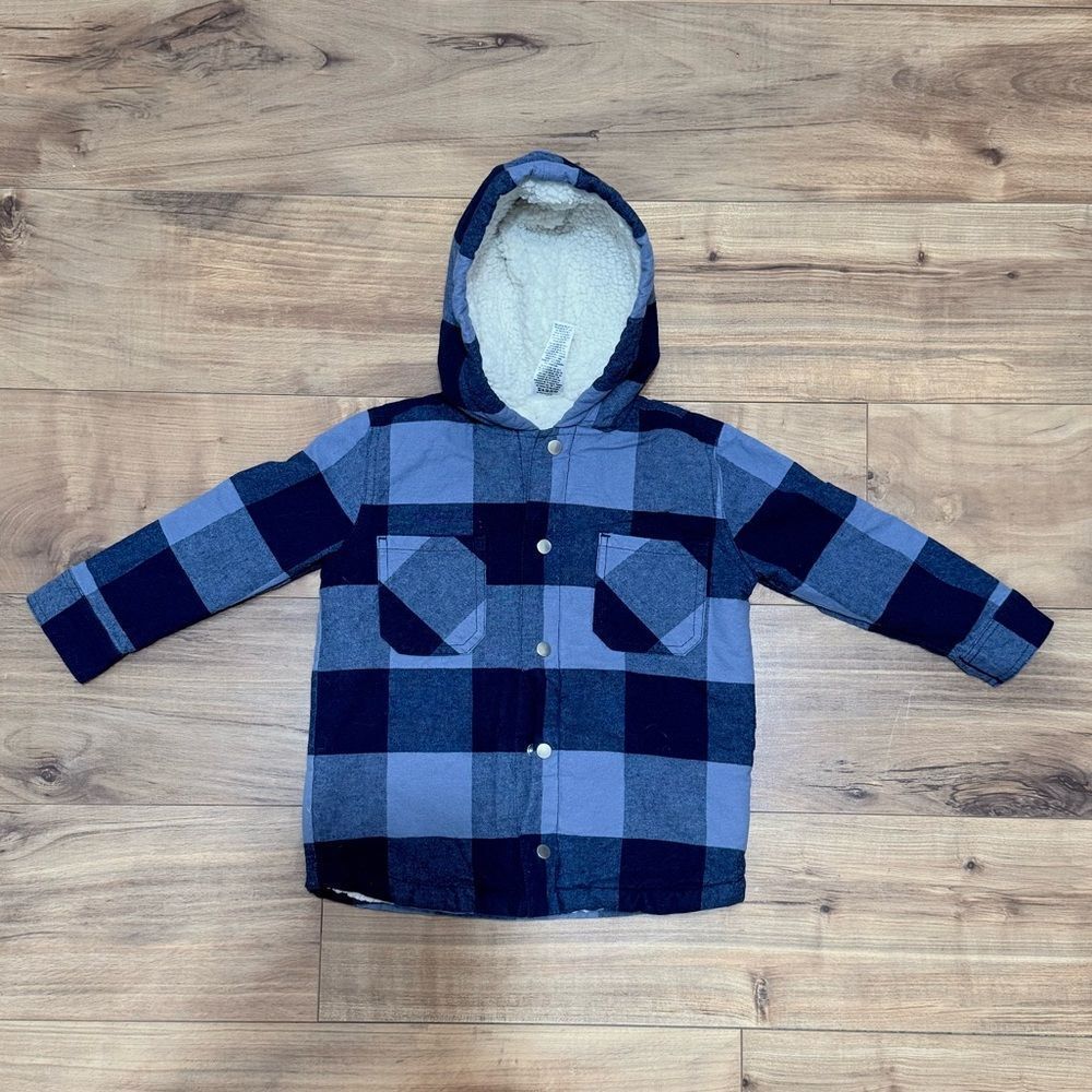 Gerber Blue Plaid Kids Hooded Jacket‎ Size 24 Months